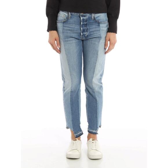 Frame Denim Nouveau Le Mix Jeans Colorblocked Distressed‎ Cropped Size 26 - Picture 1 of 16